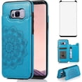 thumbnail image 1 of Design for Samsung Galaxy S8 Plus/S8+ Wallet Case,PU Leather Phone Cases with Screen Protector Card Holder,Stand Flip Shockproof Flip Protective Cover for S8plus SM-G955U Women Men Blue, 1 of 11