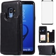 thumbnail image 1 of Design for Samsung Galaxy S9 Plus/S9+ Wallet Case,PU Leather Phone Cases with Screen Protector Card Holder,Stand Flip Shockproof Flip Protective Cover for Glaxay S9+ 9S Men 6.2 inch Black, 1 of 12
