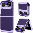 thumbnail image 1 of Design for Samsung Galaxy Z Flip 3 Case with Hinge Protection, Heavy Duty Shockproof Anti Scratch Cover Full Body Protective Phone Case for Samsung Z Flip 3 Case, Purple, 1 of 16