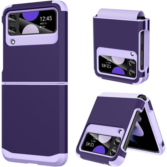 Design for Samsung Galaxy Z Flip 3 Case with Hinge Protection, Heavy Duty Shockproof Anti Scratch Cover Full Body Protective Phone Case for Samsung Z Flip 3 Case, Purple