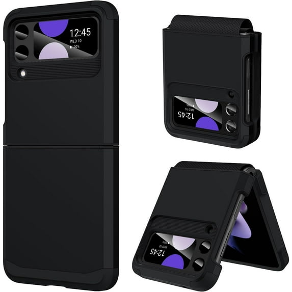 Design for Samsung Galaxy Z Flip 3 Case with Hinge Protection, Heavy Duty Shockproof Anti Scratch Cover Full Body Protective Phone Case for Samsung Z Flip 3 Case, Black