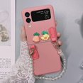 thumbnail image 1 of Design for Samsung Galaxy Z Flip 3 Women Case with Flowers, Luxury Case for Galaxy Z Flip 3, Fashionable Girls Case for Samsung Z Flip 3 with Pearls Lanyard, Cute Case wtih Wristband, 1 of 16