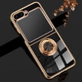 thumbnail image 1 of Design for Samsung Galaxy Z Flip 5 5G, Soft TPU Edge Plating 360 Degree Rotation Ring Holder Kickstand Protective Anti-Scratch Cover Magnetic Work with Car for Samsung Galaxy Z Flip 5, Black, 1 of 10