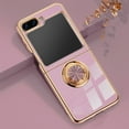 thumbnail image 1 of Design for Samsung Galaxy Z Flip 5 5G, Soft TPU Edge Plating 360 Degree Rotation Ring Holder Kickstand Protective Anti-Scratch Cover Magnetic Work with Car for Samsung Galaxy Z Flip 5, Lightpurple, 1 of 10