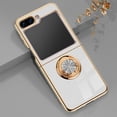 thumbnail image 1 of Design for Samsung Galaxy Z Flip 5 5G, Soft TPU Edge Plating 360 Degree Rotation Ring Holder Kickstand Protective Anti-Scratch Cover Magnetic Work with Car for Samsung Galaxy Z Flip 5, White, 1 of 10