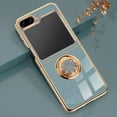 thumbnail image 1 of Design for Samsung Galaxy Z Flip 7 FE / Samsung Galaxy Z Flip 6, Soft TPU Edge Plating 360 Degree Rotation Ring Holder Kickstand Protective Anti-Scratch Cover Magnetic Work with Car, Gray, 1 of 10