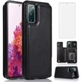 thumbnail image 1 of Design for Samsung S20 FE 5G/S20 Fan Edition Case with Tempered Glass Screen Protector Credit Card Holder Wallet Slot Stand Kickstand Flip Leather Protective Cover for Galaxy S FEcases 2020 Men Black, 1 of 12