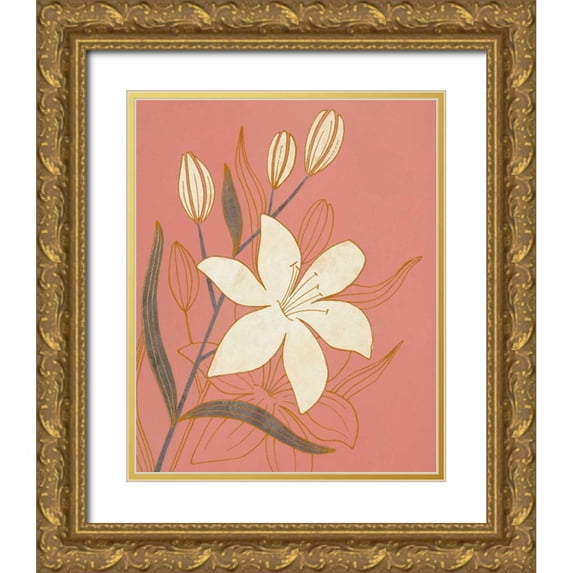 Design Show 26x31 Gold Ornate Wood Framed with Double Matting Museum Art Print Titled - Terra Cotta Lillies I