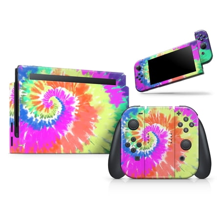 Design Skinz Compatible Nintendo Switch Console Bundle Skin Decal Protective Cover Spiral Tie Dye V1
