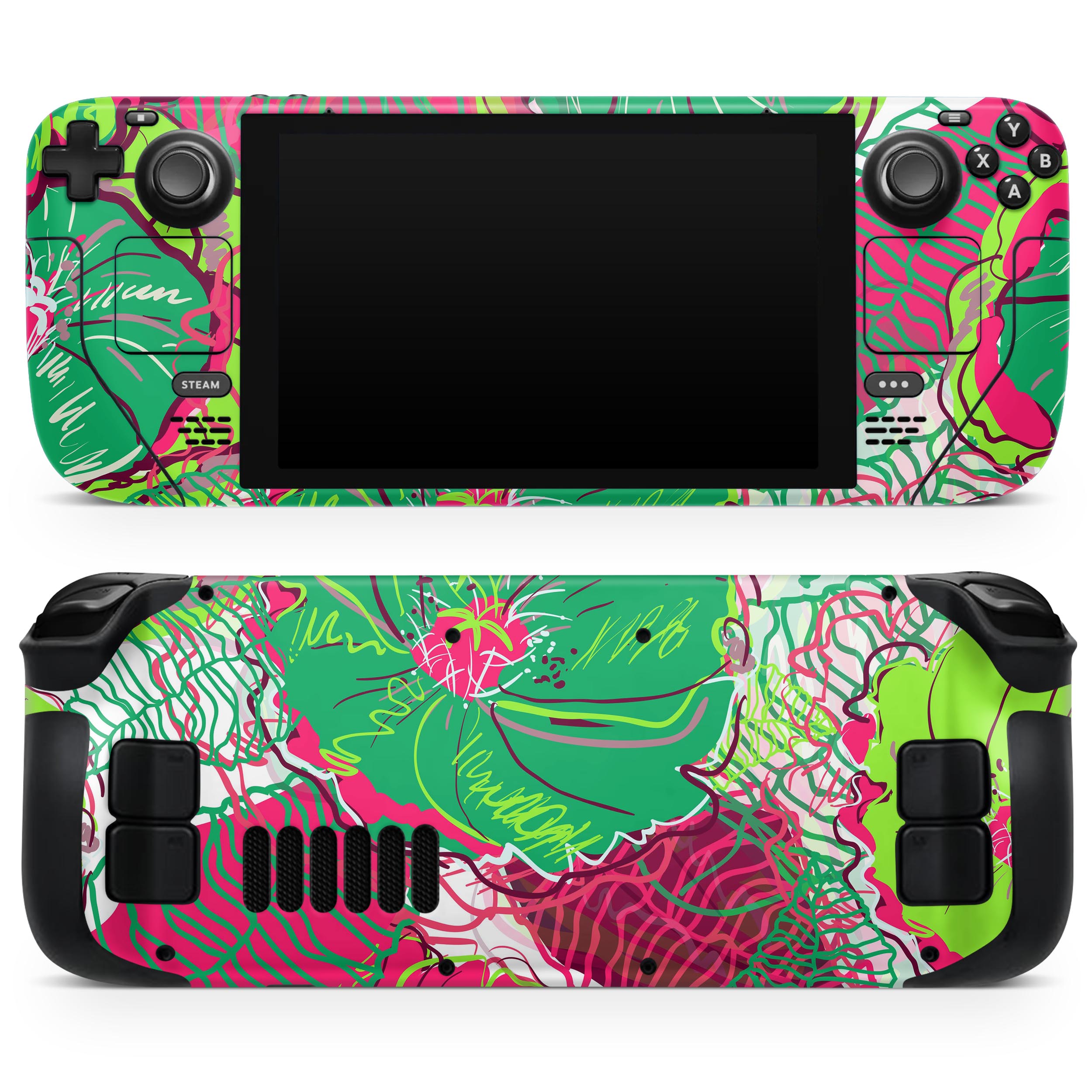 Design Skinz - Compatible With Steam Deck - Skin Decal Protective Scratch Resistant Removable Vinyl Wrap Cover Neon Blurry Hexagons