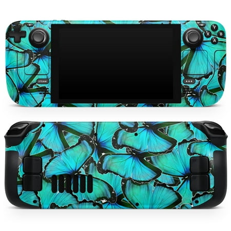 Design Skinz - Compatible with Steam Deck - Skin Decal Protective Scratch-Resistant Removable Vinyl Wrap Cover - Turquoise Butterfly Bundle