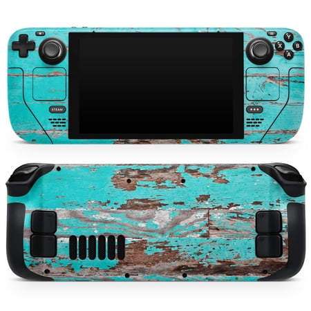 Design Skinz - Compatible with Steam Deck - Skin Decal Protective Scratch-Resistant Removable Vinyl Wrap Cover - Turquoise Chipped Paint on Wood