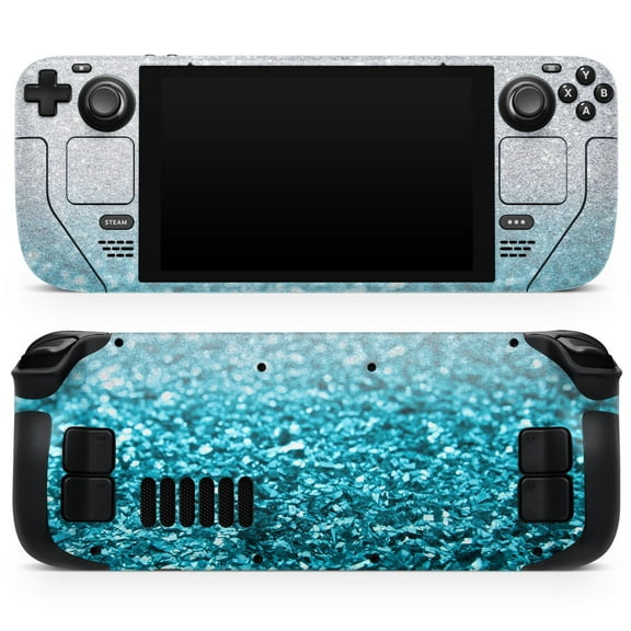 Design Skinz - Compatible with Steam Deck - Skin Decal Protective Scratch-Resistant Removable Vinyl Wrap Cover - Turquoise & Silver Glimmer Fade