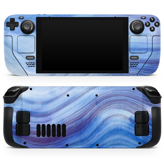Design Skinz - Compatible with Steam Deck - Skin Decal Protective Scratch-Resistant Removable Vinyl Wrap Cover - Vivid Agate Vein Slice Blue V5