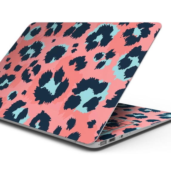 Design Skinz Leopard Coral and Teal V23 Full-Body Wrap Scratch Resistant Decal Skin-Kit Compatible with MacBook 13" Pro (A1708)