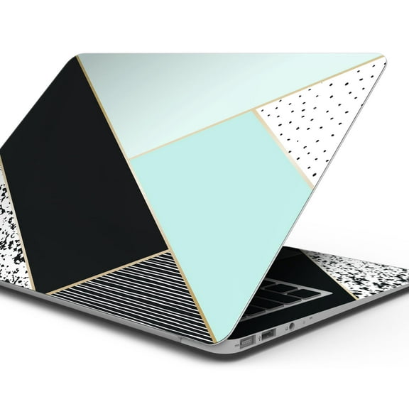 Design Skinz Minimalistic Mint and Gold Striped V1 Full-Body Wrap Scratch Resistant Decal Skin-Kit Compatible with MacBook 16" Pro M1 (A2485)