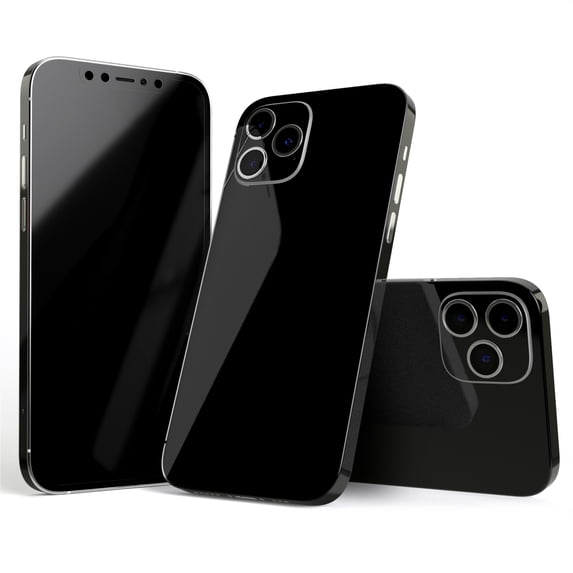 Design Skinz Solid State Black Full Body Skin Decal Wrap Kit Compatible with Apple iPhone 12 Pro Max (Screen Trim & Back Skin)