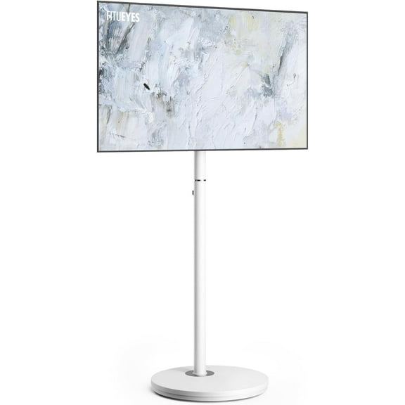 Design Small Rolling TV Cart for 24-48 Inches TV, Minimalist Modern TV Floor Stand on Wheels Fits Max VESA 200x200mm, V2 Portable Smart TV Cart, White, Master Series