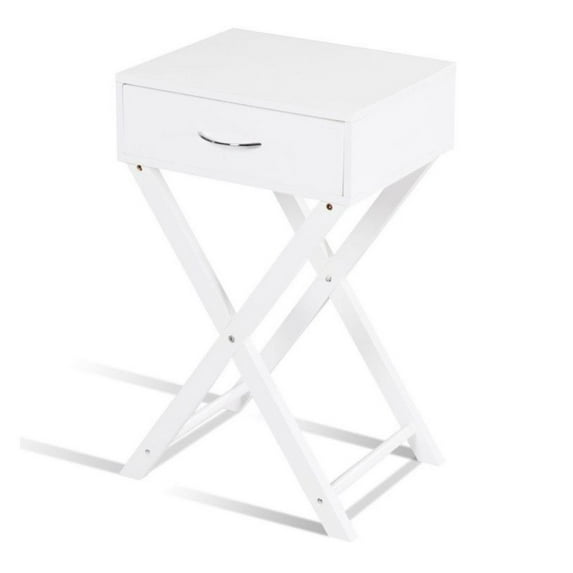 Design Sofa Side Table with X-Shape Drawer for Living Room Bedroom