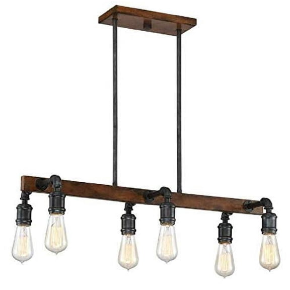 Design Solutions 6 LED Light Bronze & Wood Finish Efficient Chandelier