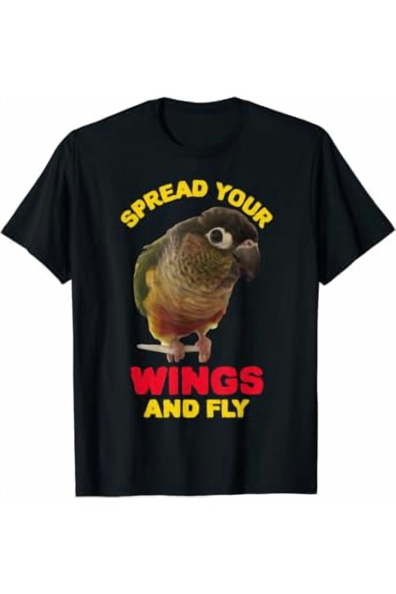 Design Spread Your Wings And Fly Conure Parrot Bird Graphic T-Shirt, Size S-5XL