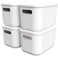 thumbnail image 1 of Design Storage Box In White Recyclable Ultra Resistant Plastic | For Office, Kitchen, Bathroom, Furniture, Wardrobe… (7.5L, Set Of 4, White Lid), 1 of 1