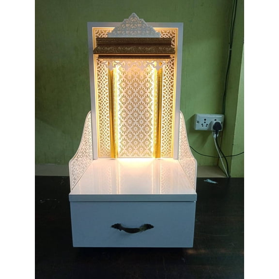 Design Textured Wooden Temple For Home And Office with LED Lights /Wall Hanging Mandir/Mandir For Home / Pooja Ghar / Hindu Temple