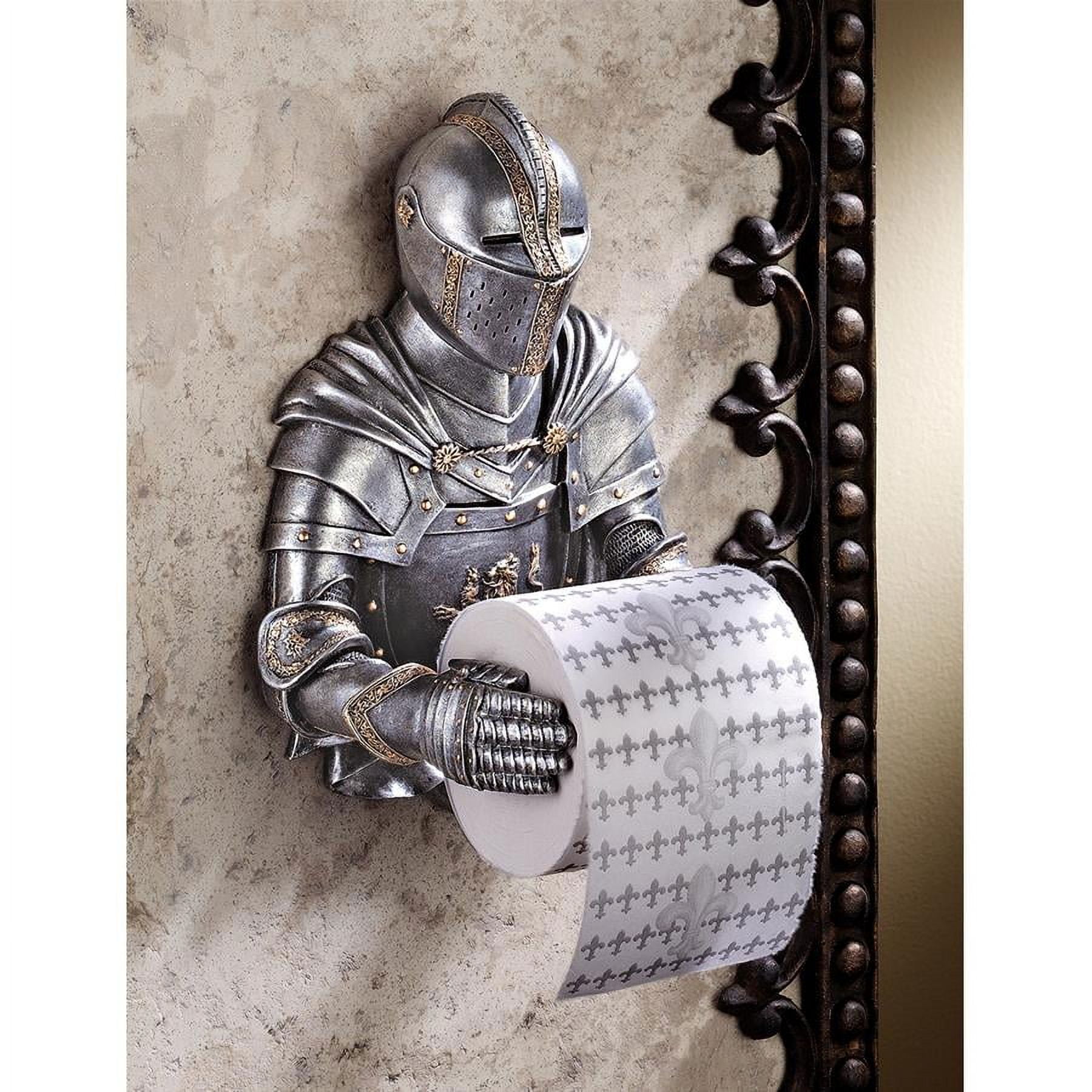 Medieval Knight Silver Resin Wall-Mounted Toilet Paper Holder