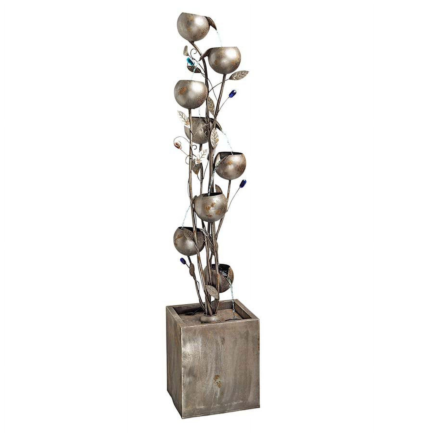 Nearly 6 Foot Tall Bronze Metal Floral Tower Fountain