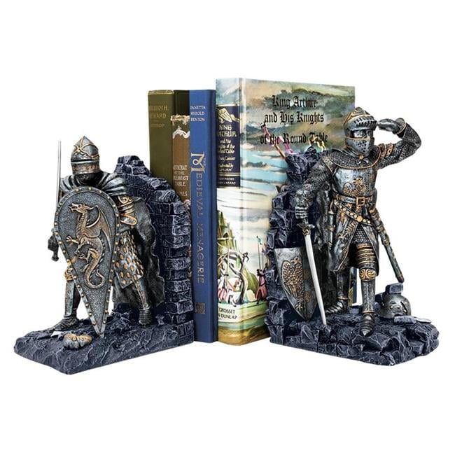 Arthurian Knight Silver Resin Bookends Set of Two