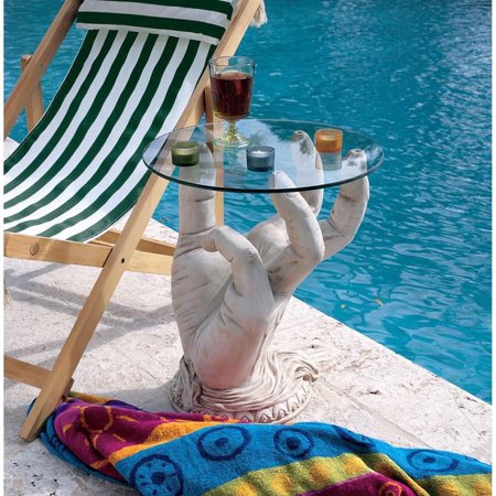 Design Toscano At Your Service Glass-Topped Sculptural Table