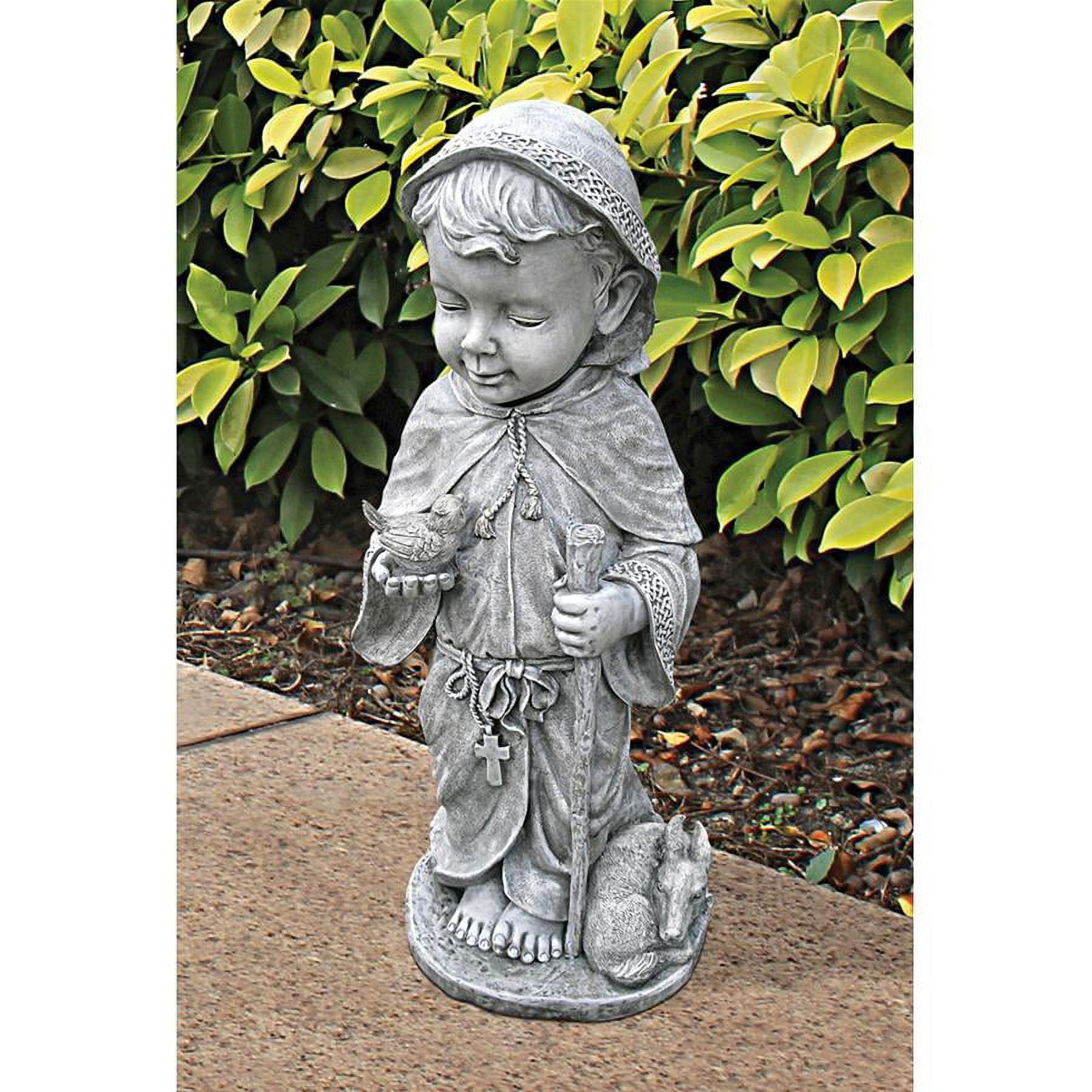 Large Gray Resin Baby Saint Francis Garden Statue