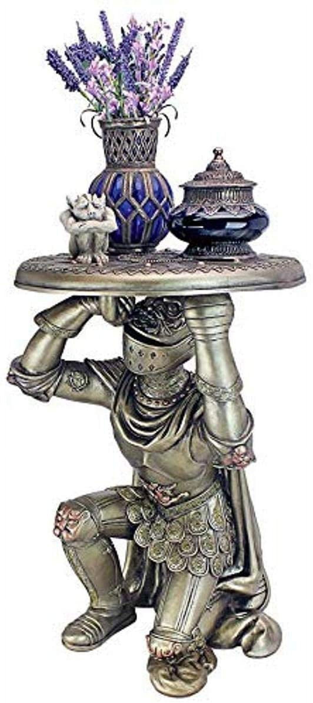 Medieval Pewter Knight Sculptural Round Metal Side Table
