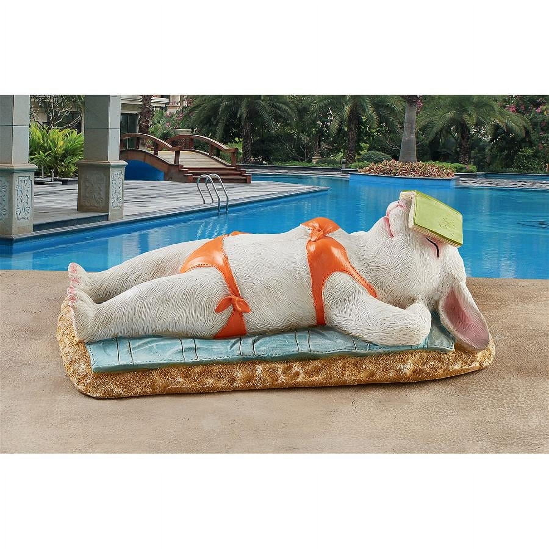 Hand-Painted Resin Beach Bunny Garden Statue