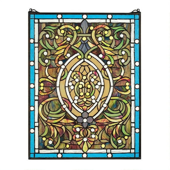 Design Toscano Beguiled in Blue Tiffany-Style Stained Glass Window