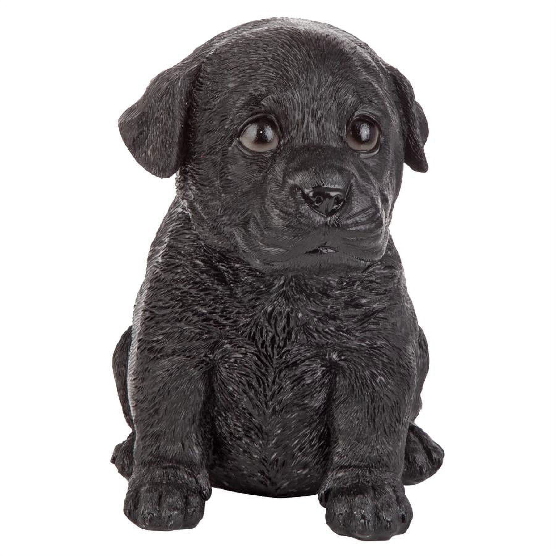 Black Resin Labrador Puppy Dog Statue, 5"