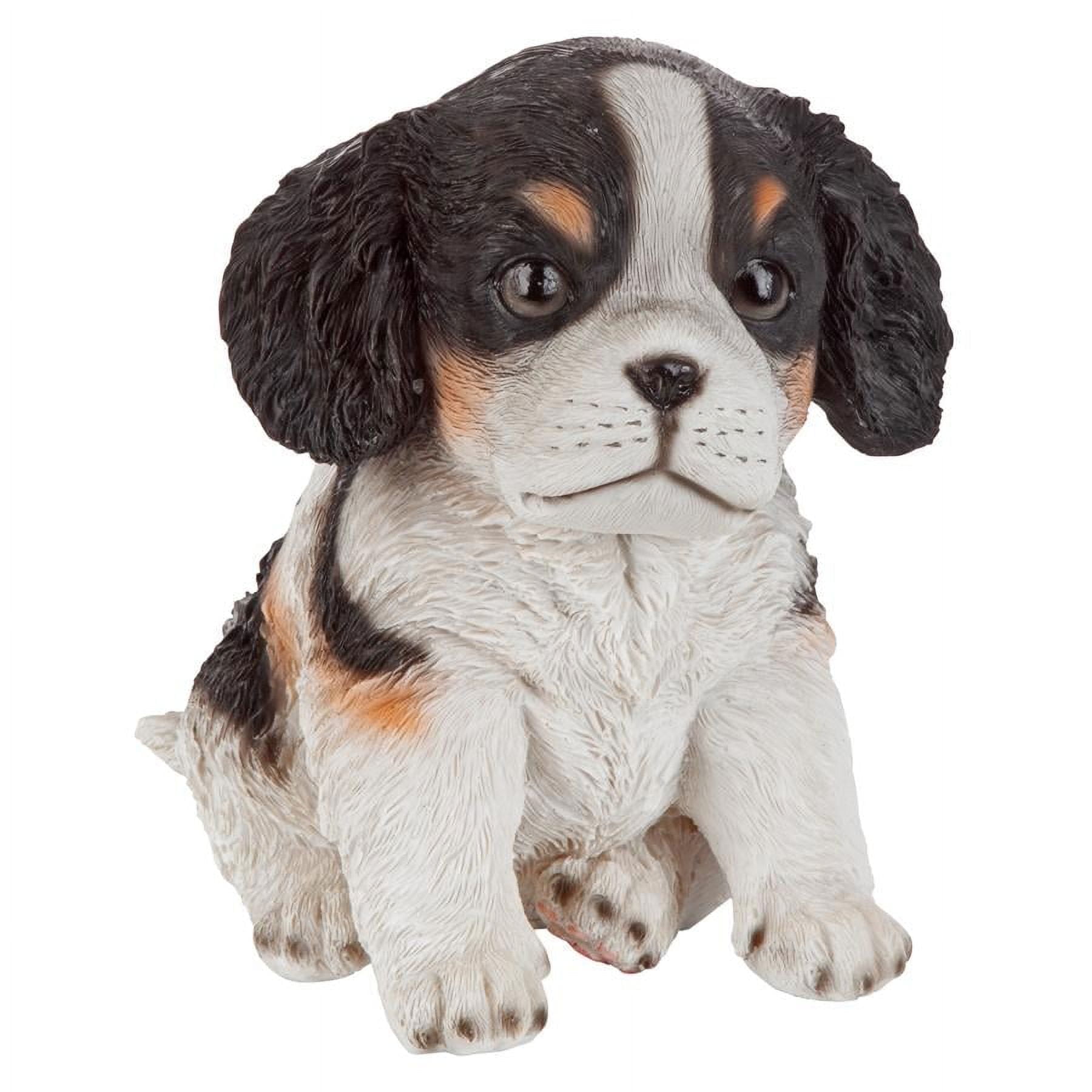 Black and White Resin Cavalier King Charles Puppy Statue