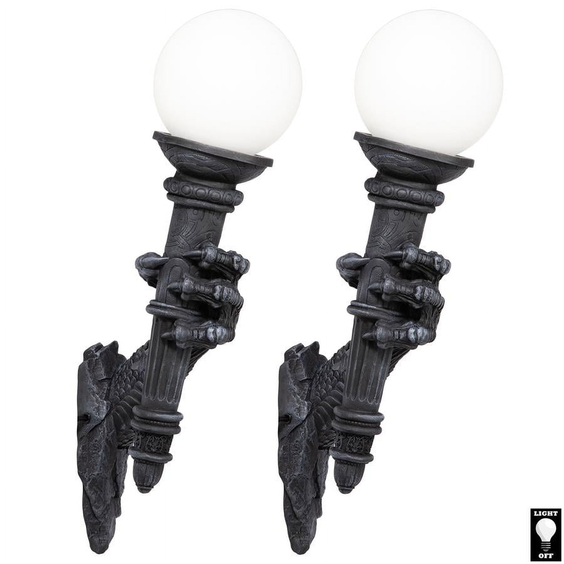 Black Resin Dragon Talon Electric Wall Sconce Set