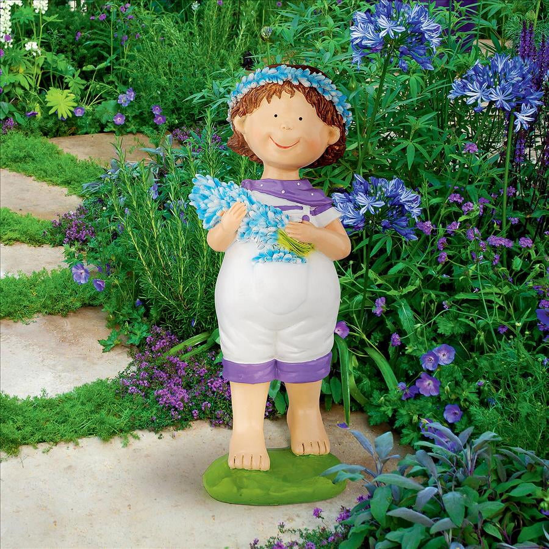 Thierry Blue and White Resin Garden Boy Statue