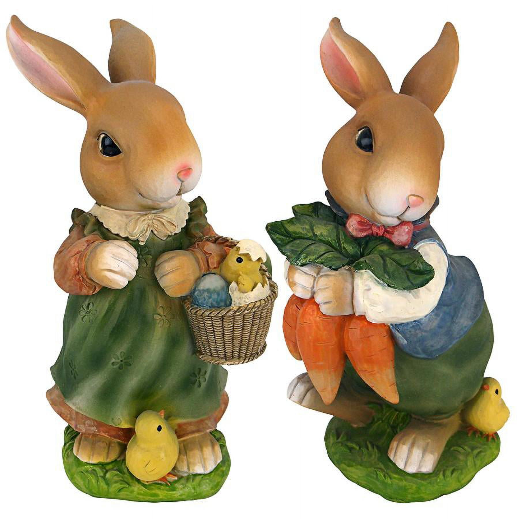 Hand-Painted Resin Bunny Rabbit Spring Decor Set