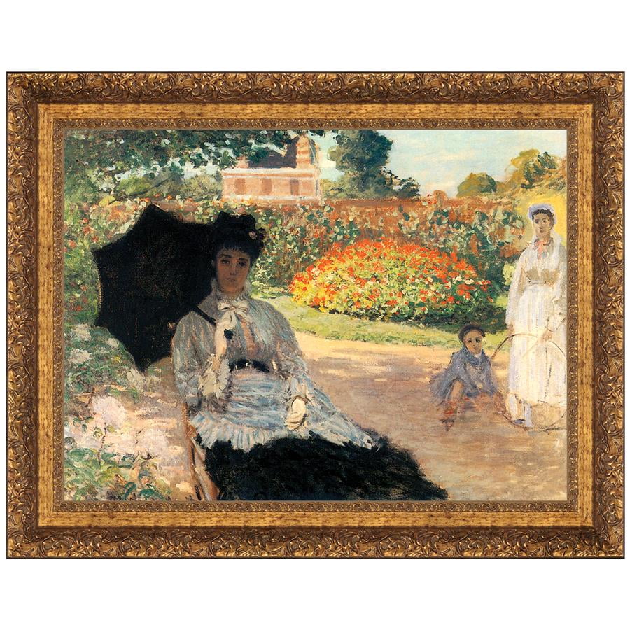 Camille in the Garden with Jean and Nurse Framed Canvas Painting