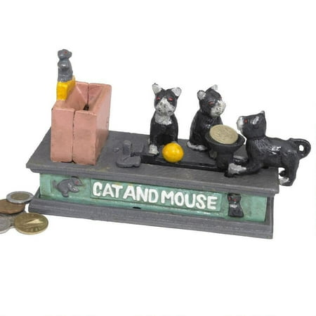Design Toscano Cat and Mouse Authentic Foundry Iron Mechanical Bank