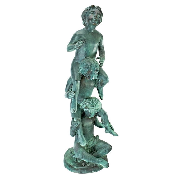 Design Toscano Child's Play Stacked Children Spitting Cast Bronze Statue: Medium