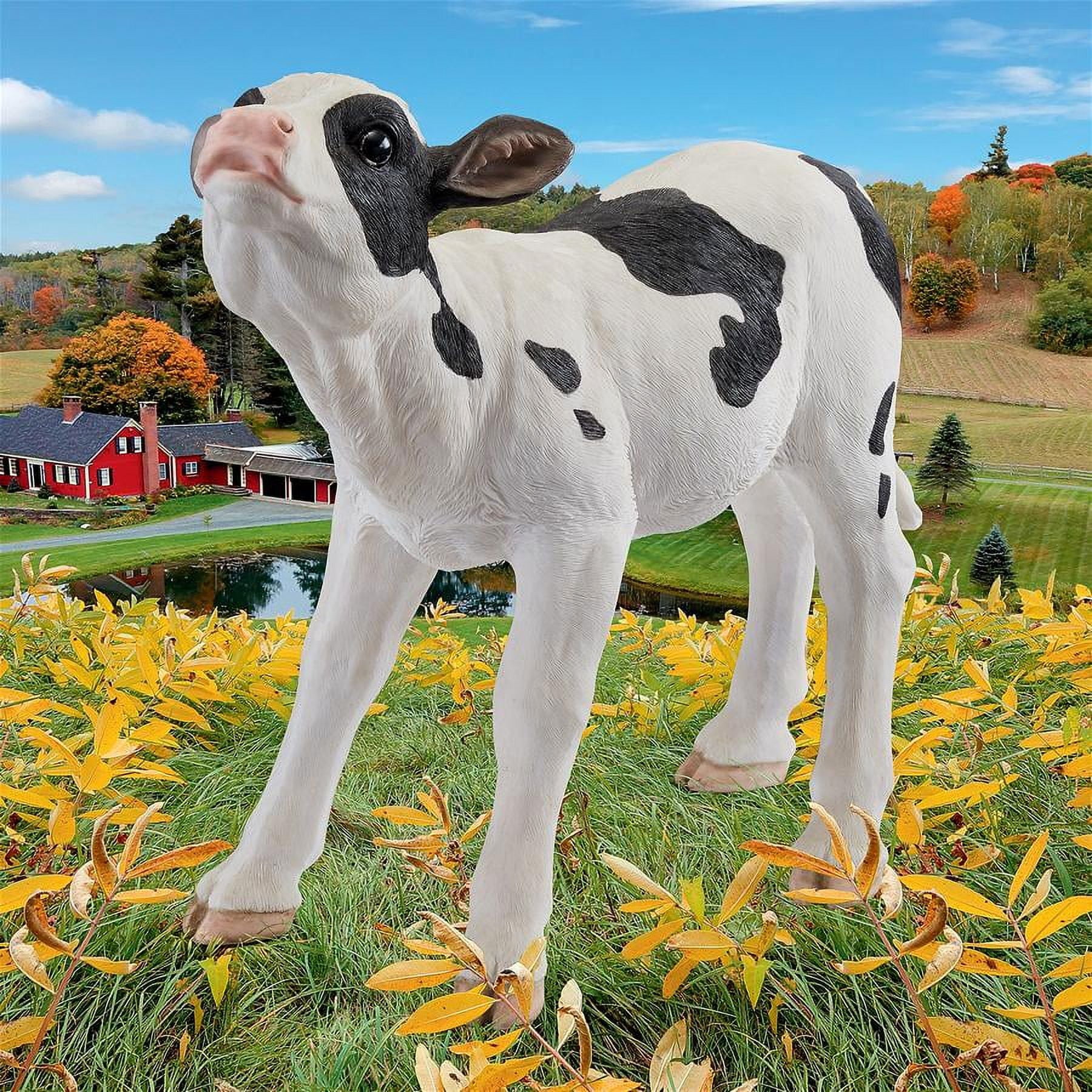 Clarabelle White and Black Resin Farm Animal Cow Statue