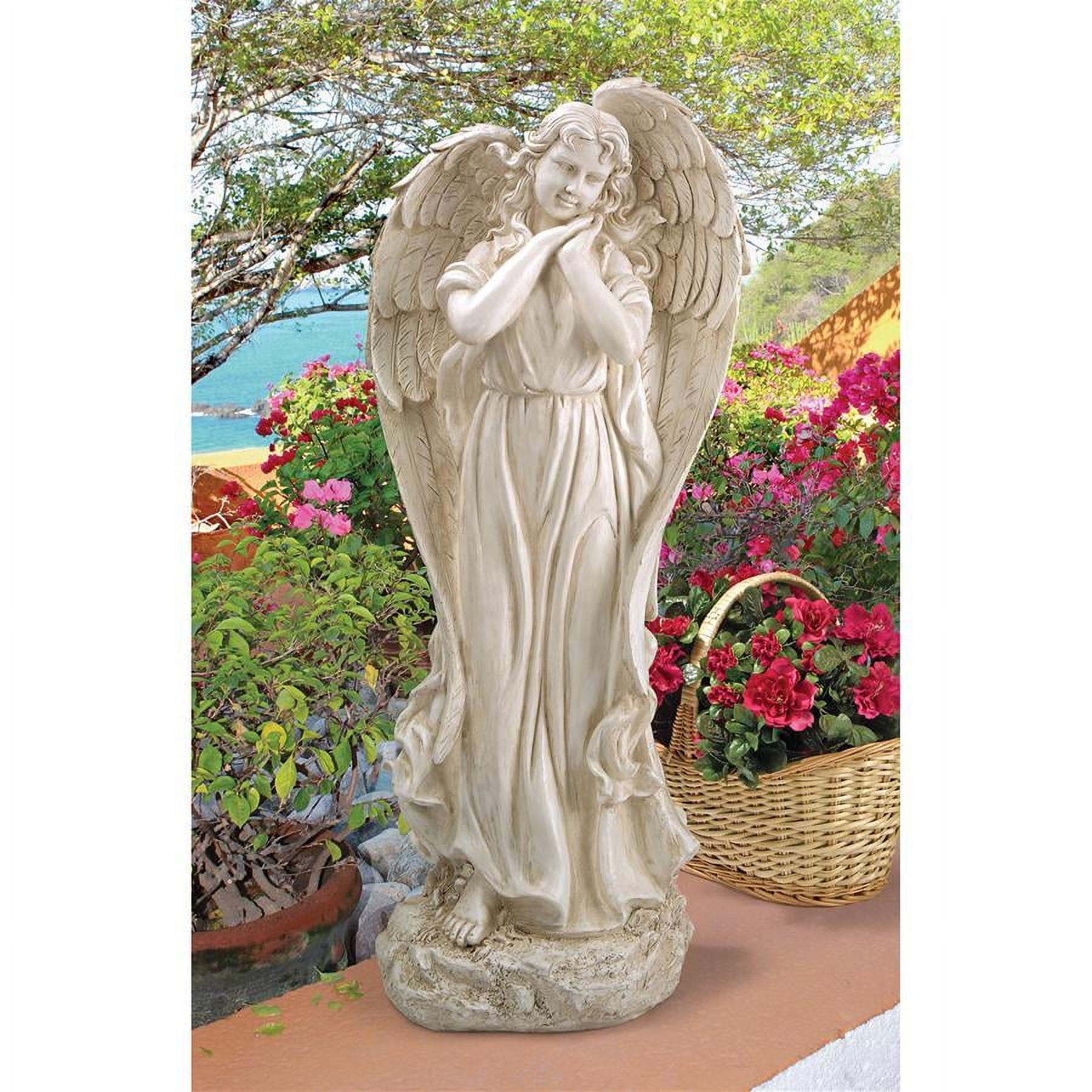 32.5-Inch Antique Stone Finish Angel Garden Statue