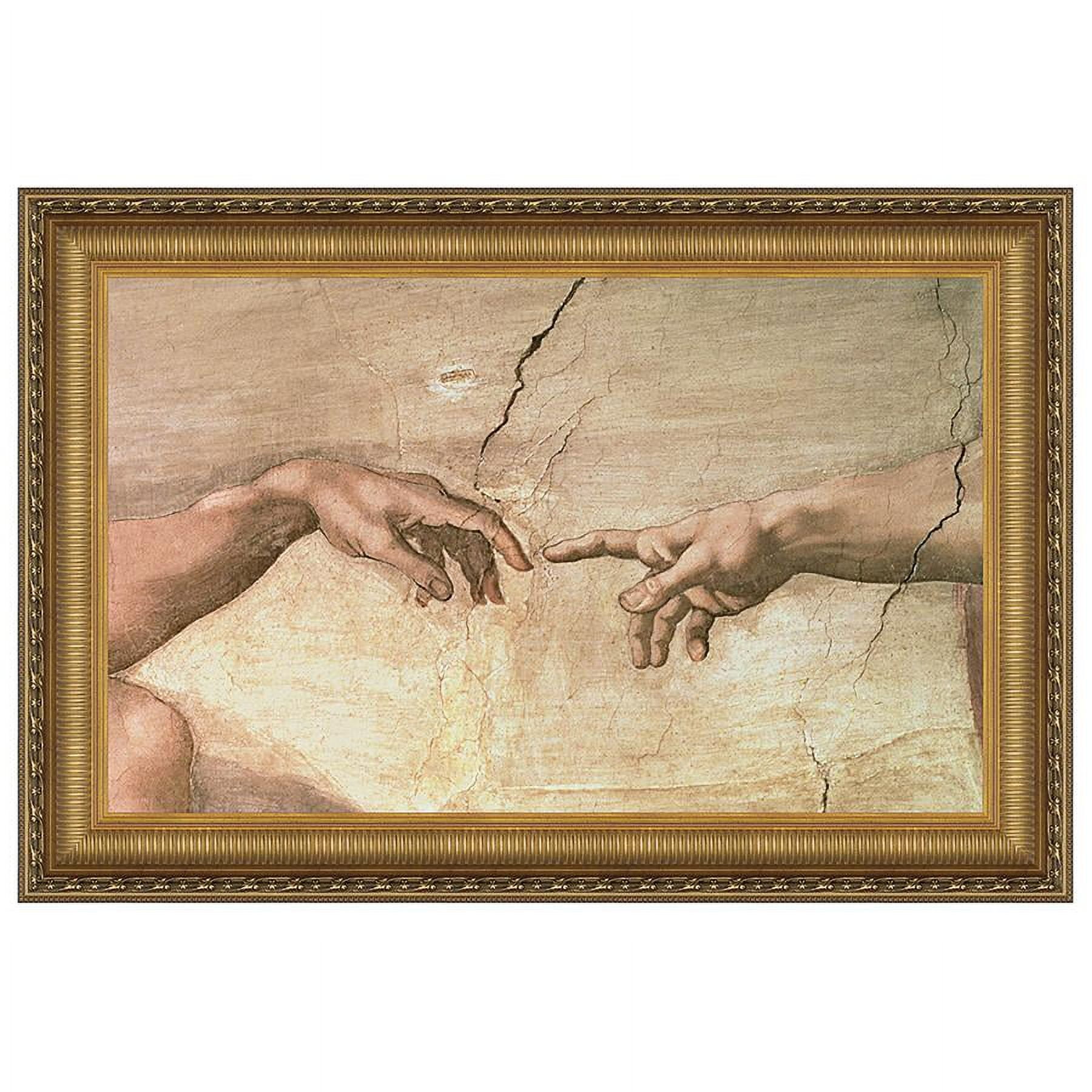 Medium Gold Framed Canvas Replica of Michelangelo's Creation