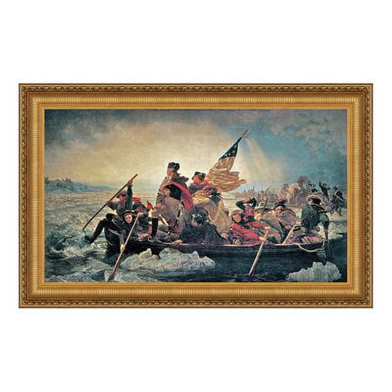 Grande Gold Framed Washington Crossing the Delaware Canvas Painting