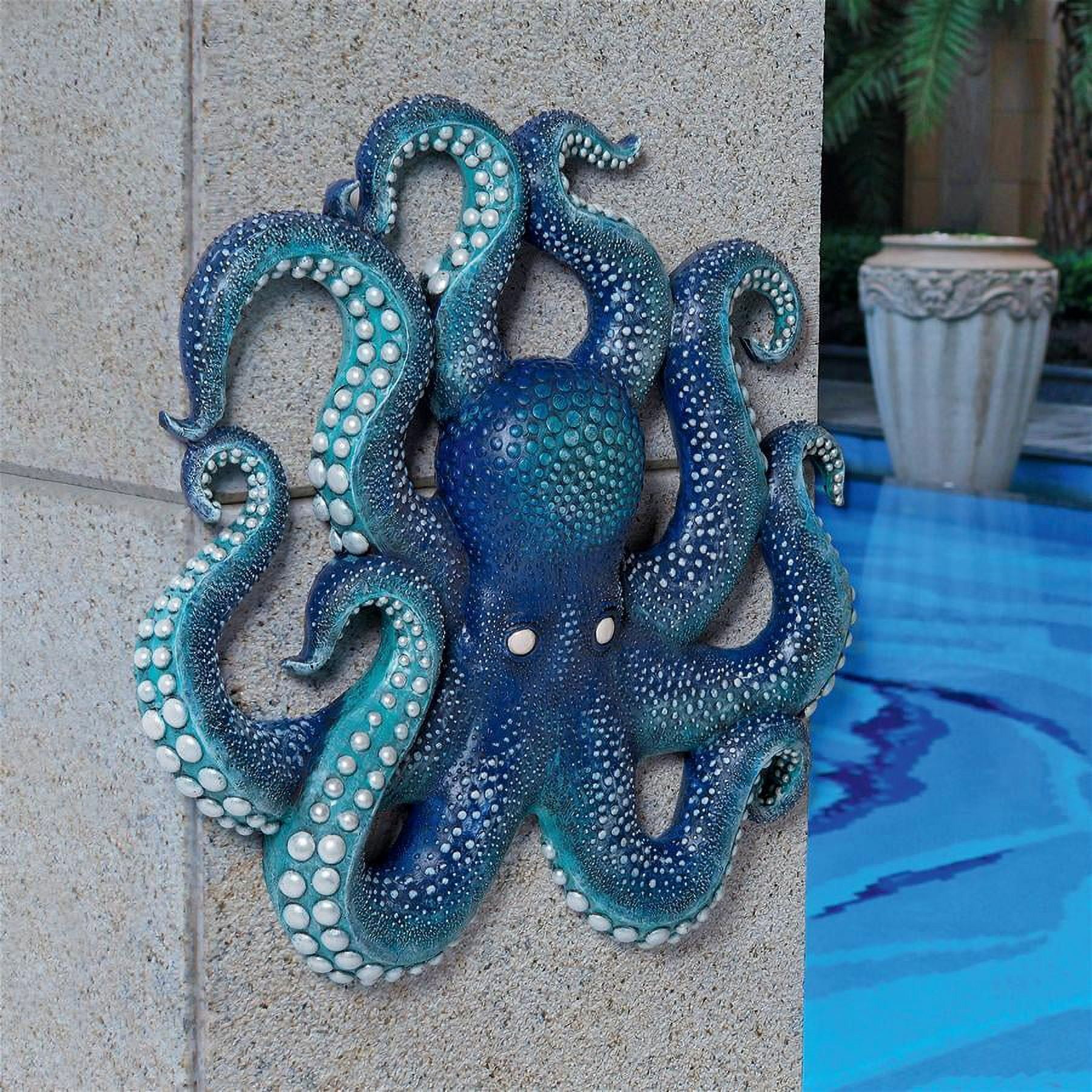 Deadly Blue Resin Octopus Coral Reef Wall Sculpture 16.5"