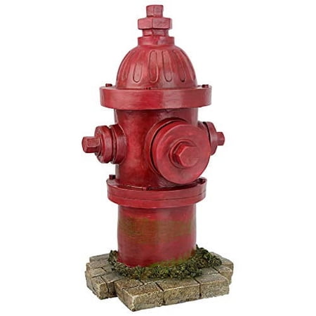Design Toscano Dog's Second Best Friend Fire Hydrant Pee Post Indoor/Outdoor Statue, Set of Two Medium, 14 Inch Tall, Cast Stone Resin, Red Finish