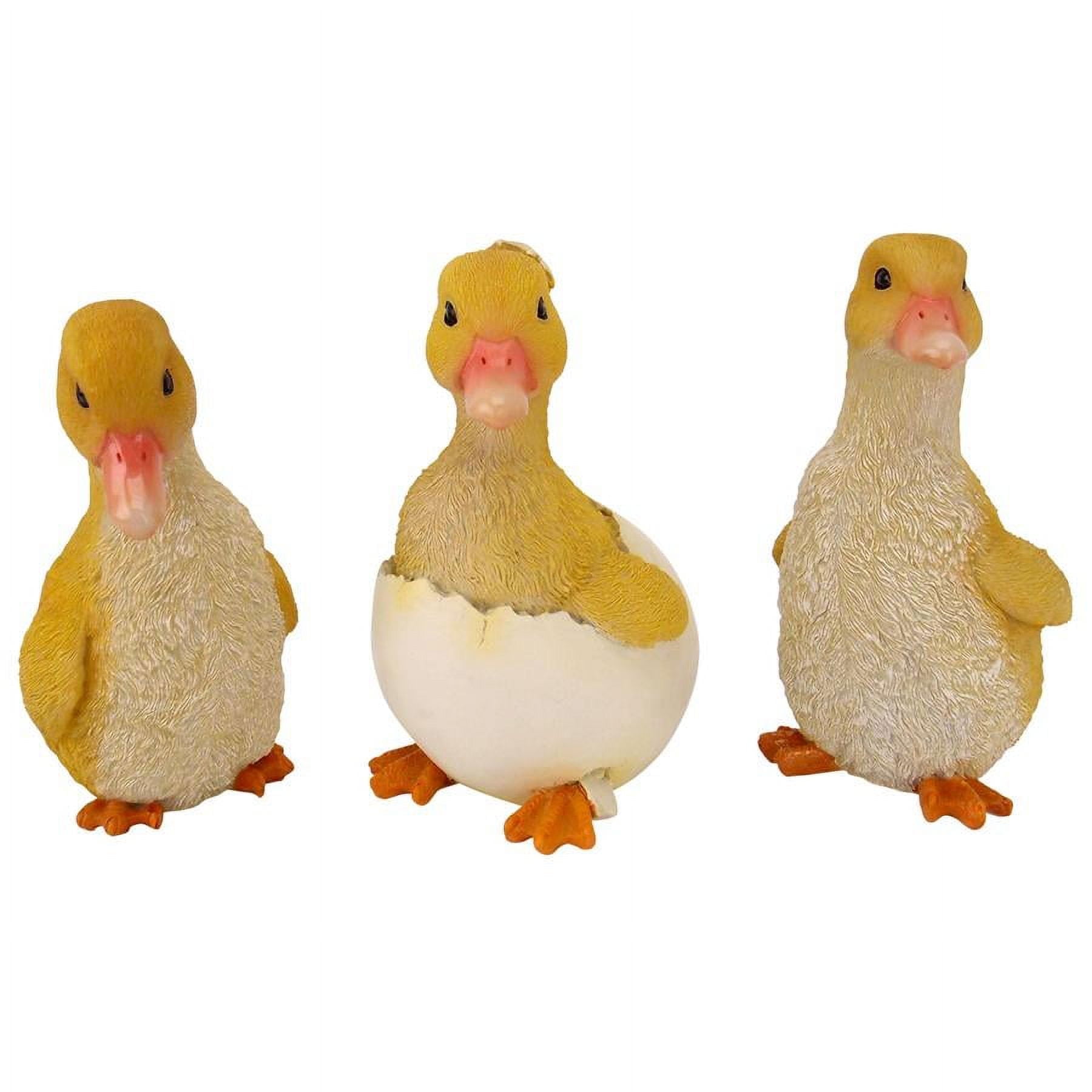 Hand-Painted Yellow Resin Duckling Trio Garden Statues